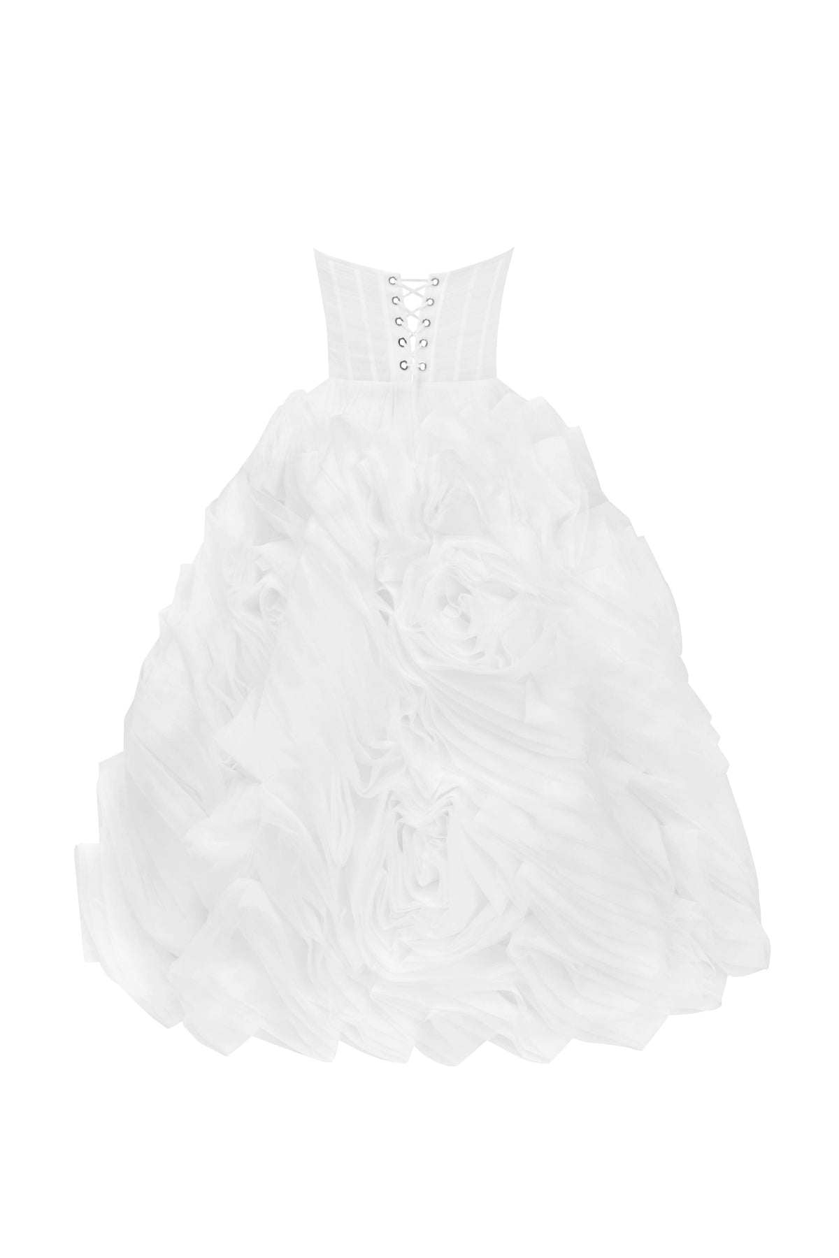 Semi-Sheer Bustier Built-Cup Lace-Up Dress