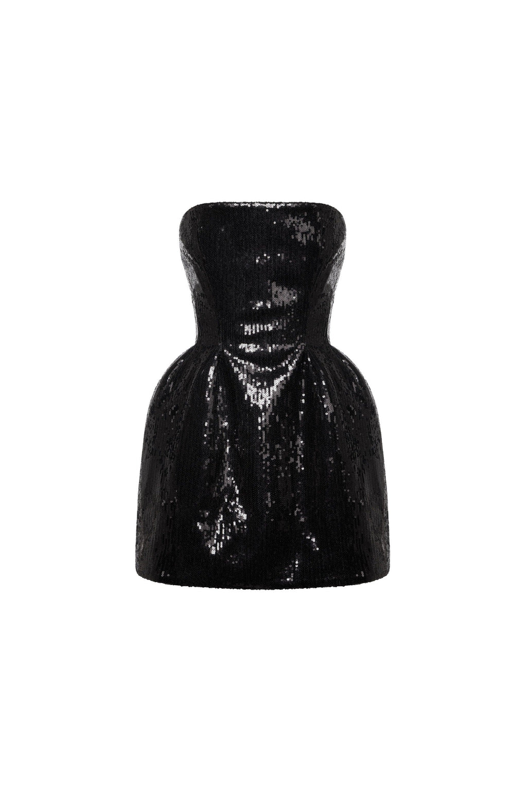 Straight Neck Waist Hip Black Sequin Dress