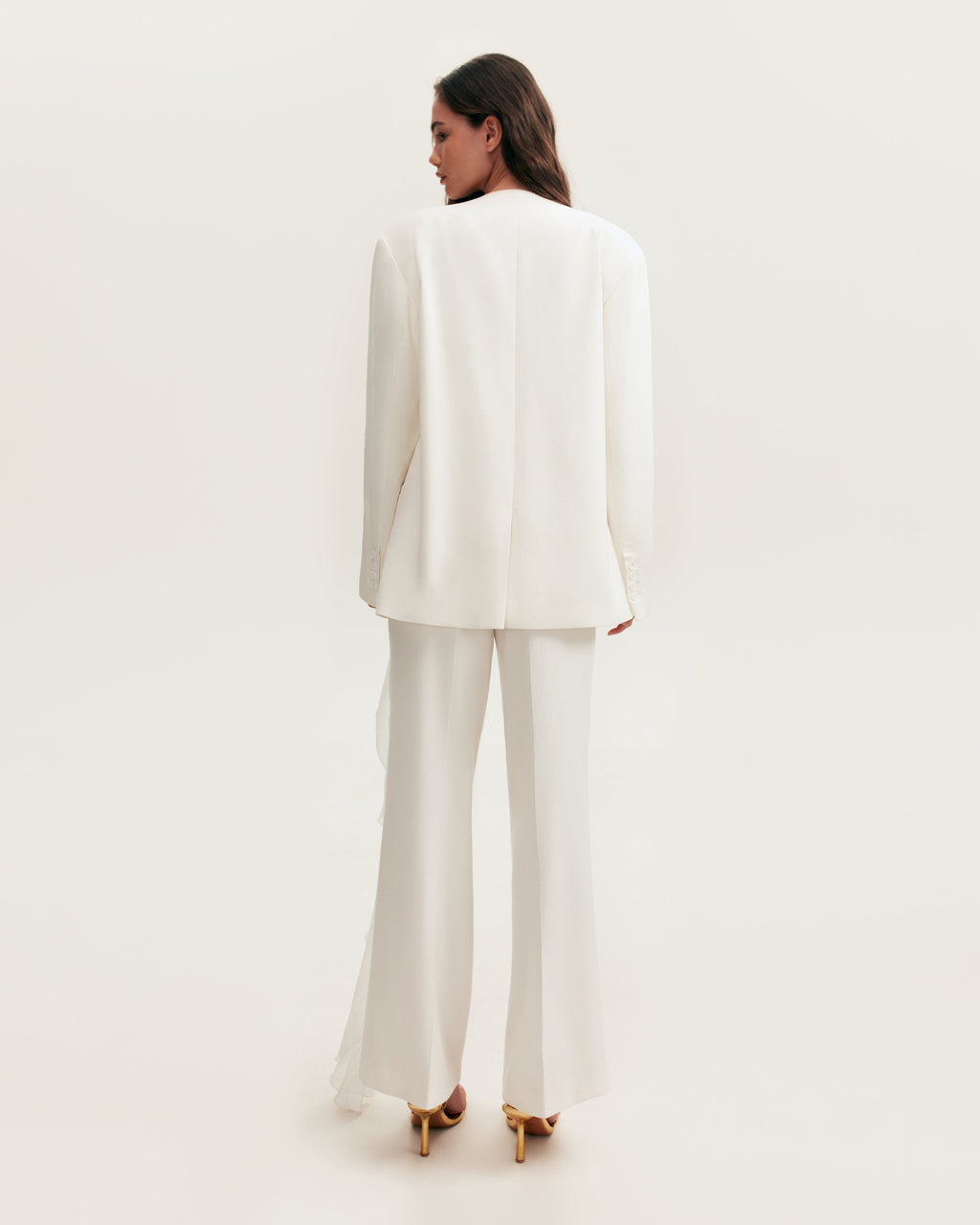 Lapel-Pocket Oversized White Boyfriend Blazer