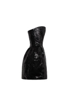 Straight Neck Waist Hip Black Sequin Dress
