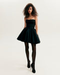 Waist-Panel Fitted Black Satin Bodysuit