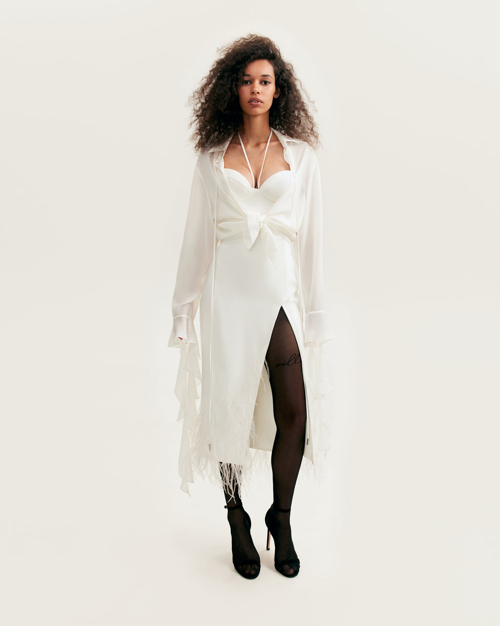 Fitted Crepe-Chiffon Breathable White Blouse