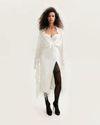 Fitted Crepe-Chiffon Breathable White Blouse