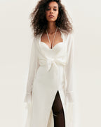Fitted Crepe-Chiffon Breathable White Blouse