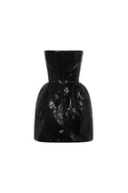 Straight Neck Waist Hip Black Sequin Dress