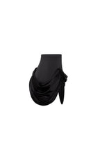 Side Drape Edgy Satin Black Skirt