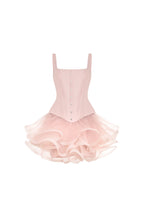 Low-Waist Straight-Neck Pink Taffeta Corset