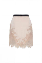 Beige Lace Applique Ethereal Mini Skirt