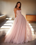 Misty-Rose Strapless Tulle Floor-Length Maxi Dress