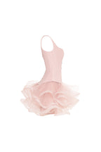 Layered Floral Soft-Pink Tulle Mini Skirt