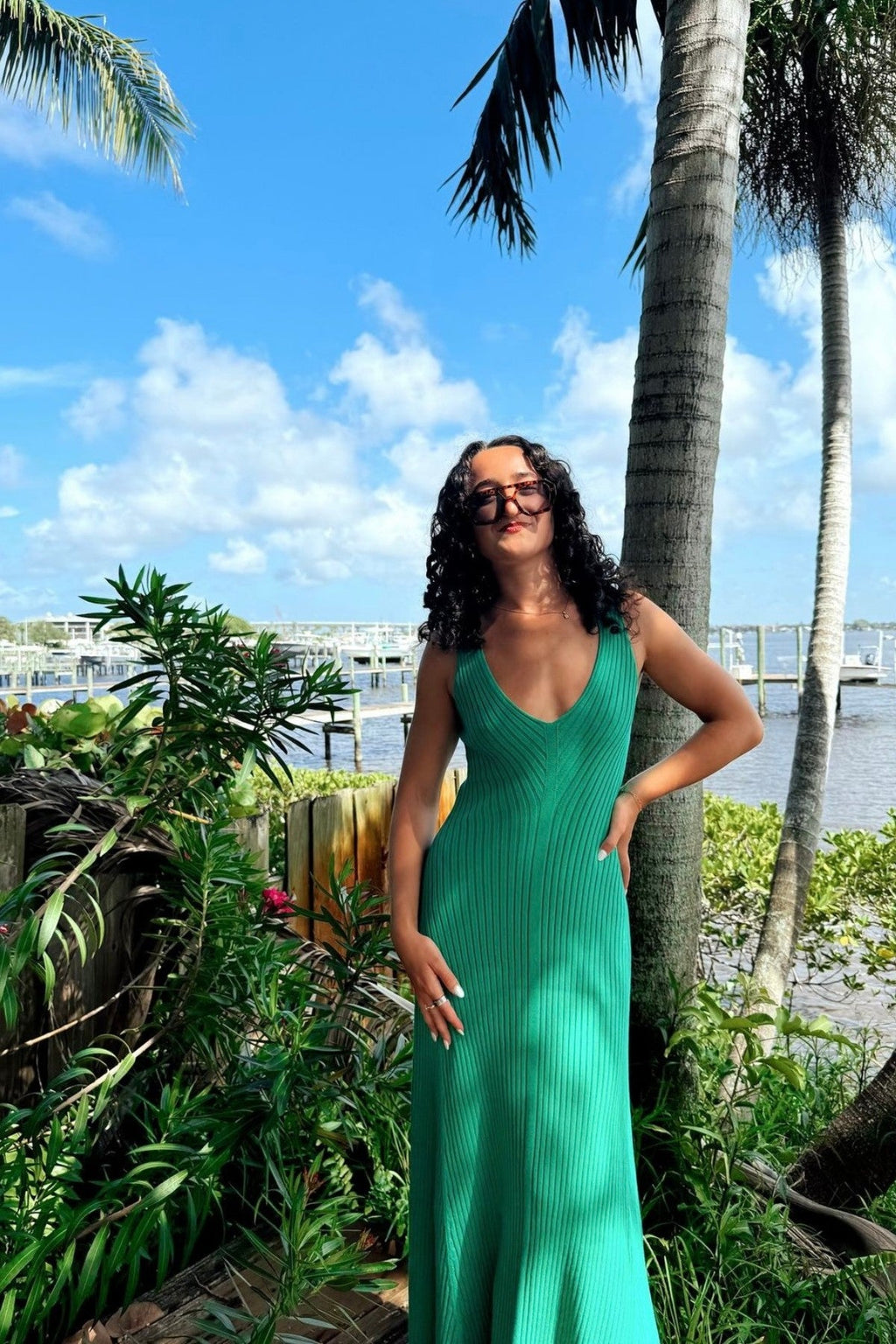 V-Neck Knit Maxi Dress
