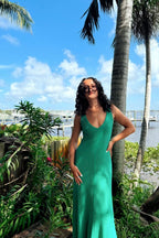 V-Neck Knit Maxi Dress