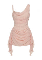 Side Cascade Drape Fitted Velvet Mini Dress