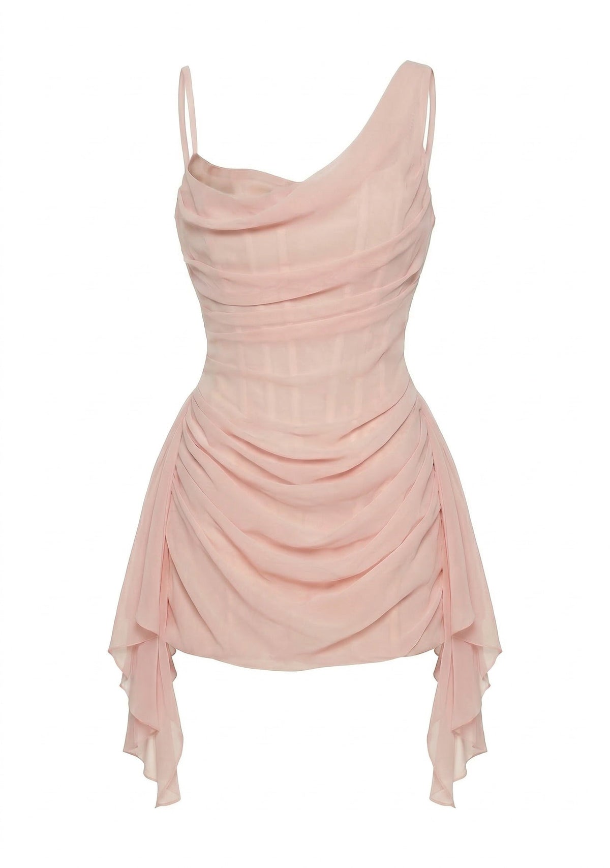 Side Cascade Drape Fitted Velvet Mini Dress