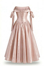 Misty Rose Pearlescent Taffeta Bow Midi Dress