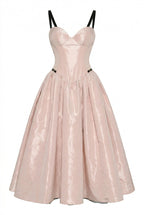 Blush Black Contrast Taffeta Corset Midi Dress