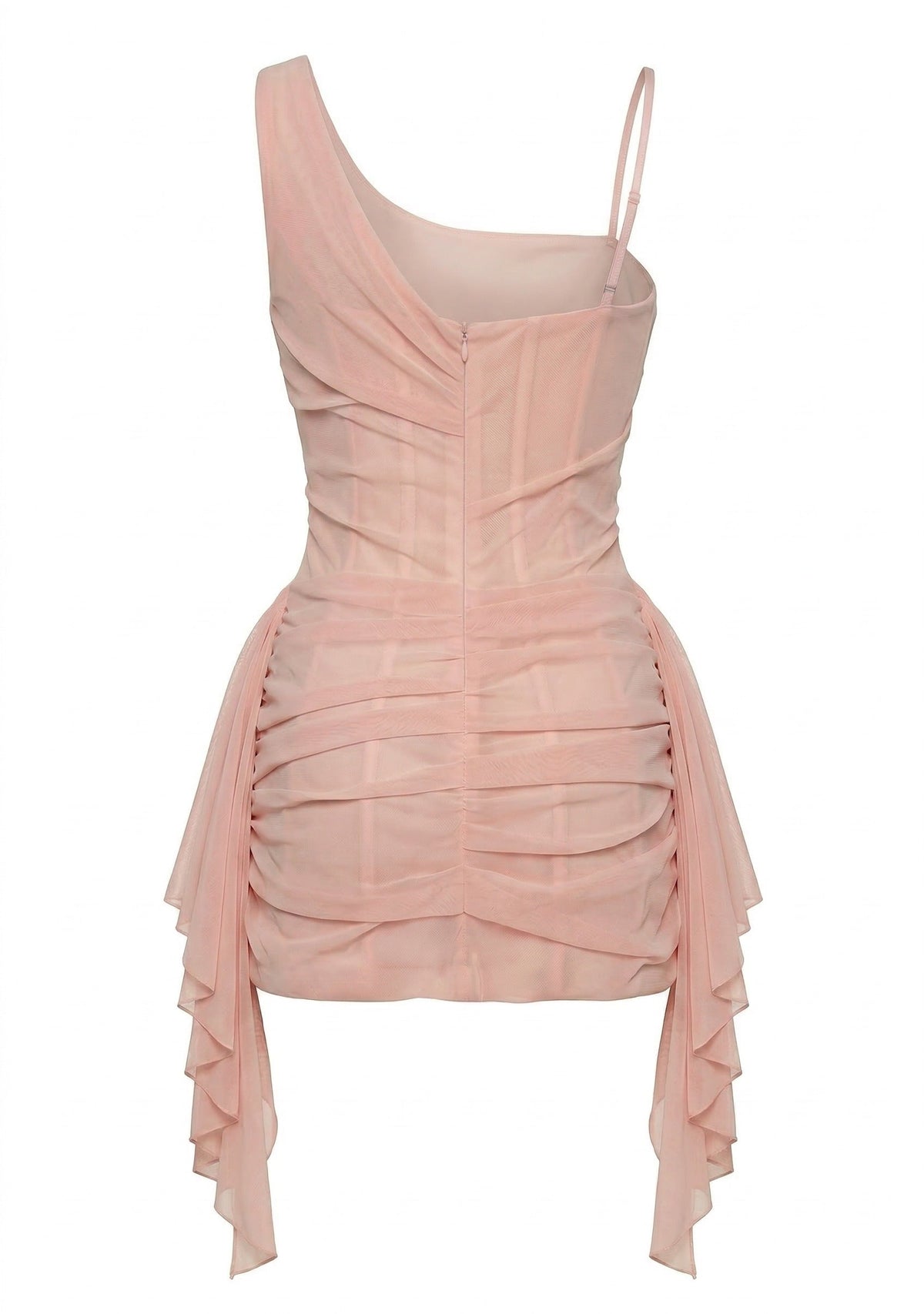 Side Cascade Drape Fitted Velvet Mini Dress