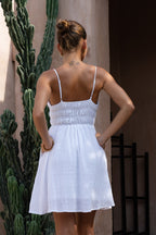 White Ruched Mini Dress