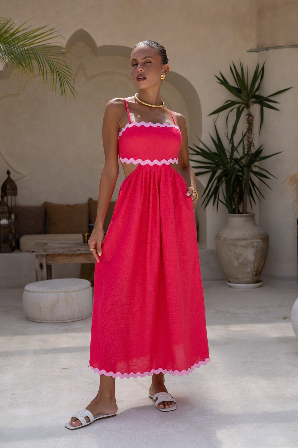 Daisy Hot Pink  Maxi Dress