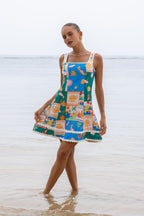 Multicolour Tropical Lace Detail Mini Dress