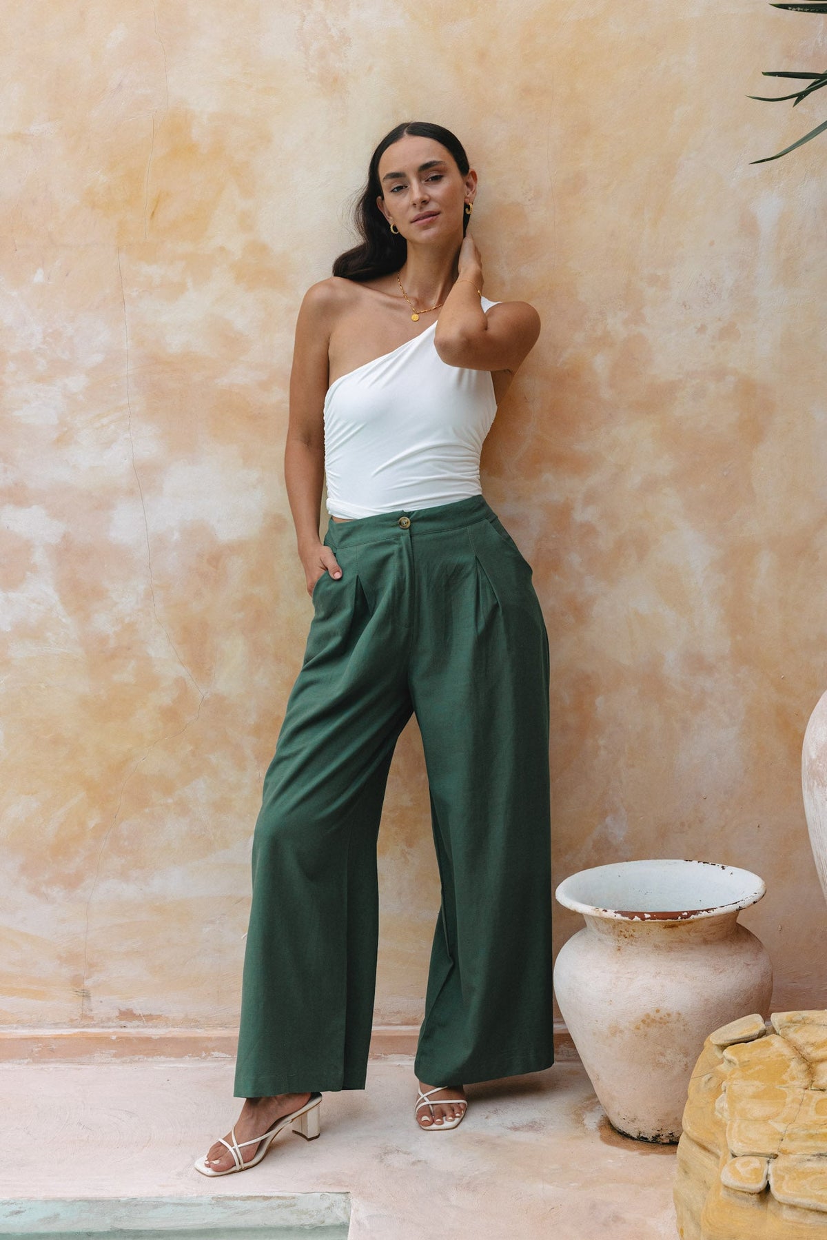 Forest Green Wide Leg Pants