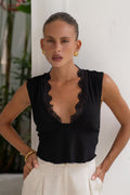 Black Lace Trim Top