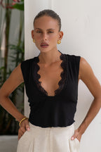 Black Lace Trim Top