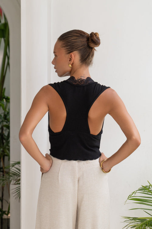 Black Lace Trim Top