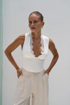 White Lace Trim Top