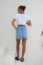 White Mini Flower Cropped T-Shirt