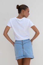 White Mini Flower Cropped T-Shirt