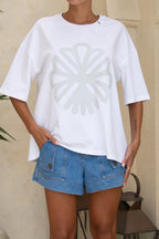 Ella White Flower Graphic T-Shirt