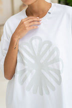 Ella White Flower Graphic T-Shirt