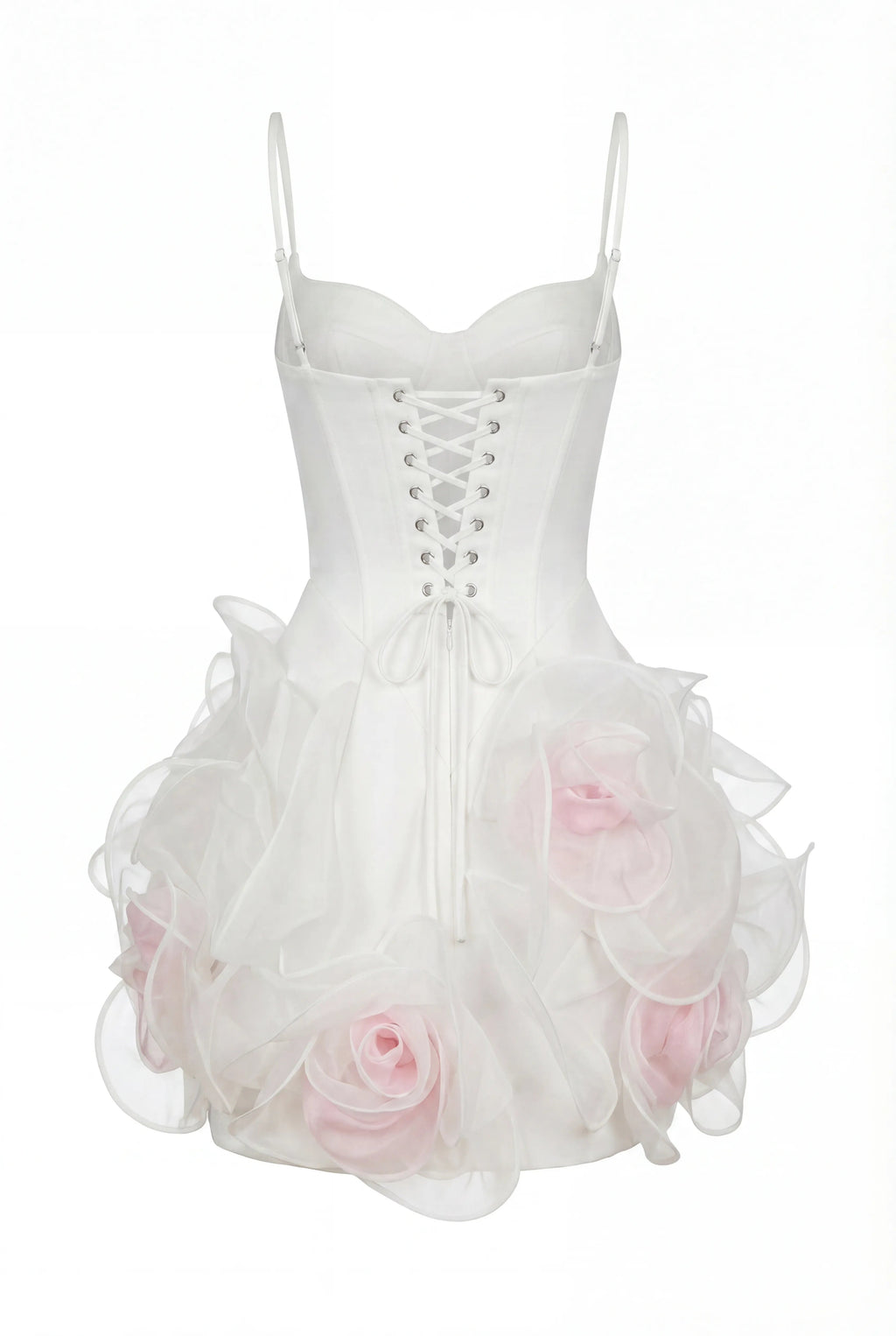White Satin-Corset Blush-Tone Mini Dress