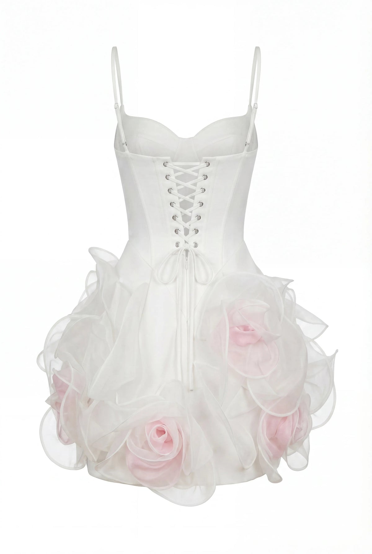 White Satin-Corset Blush-Tone Mini Dress