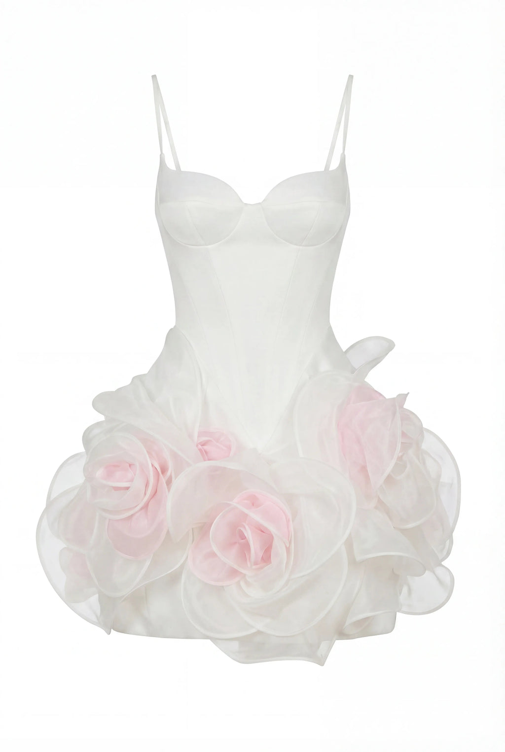 White Satin-Corset Blush-Tone Mini Dress