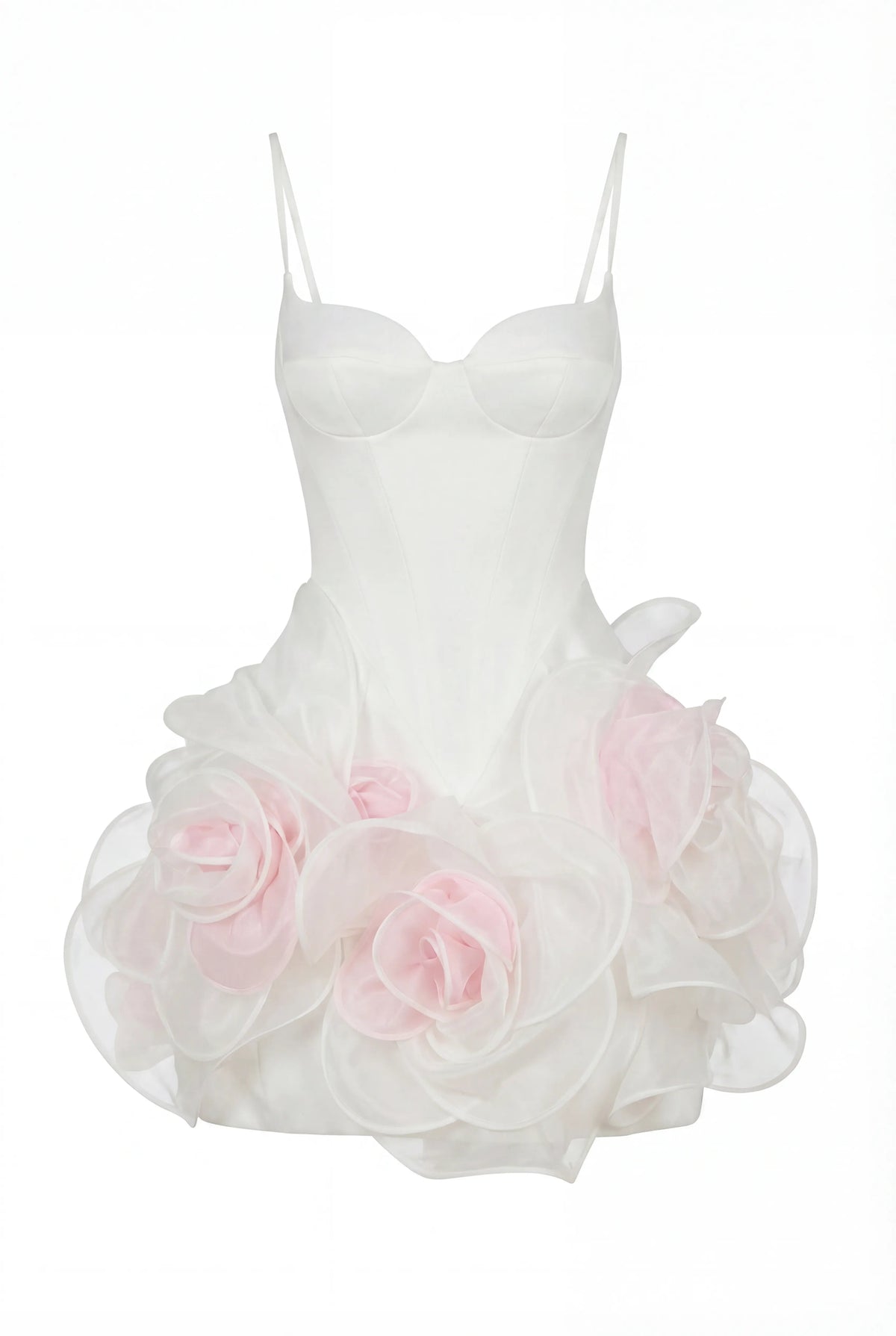 White Satin-Corset Blush-Tone Mini Dress