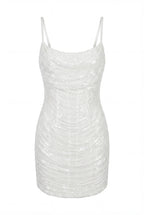 Ivory Mesh Waist-Hug Mini Dress