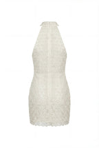 Mock Neck Fitted Ivory Lace Mini Dress