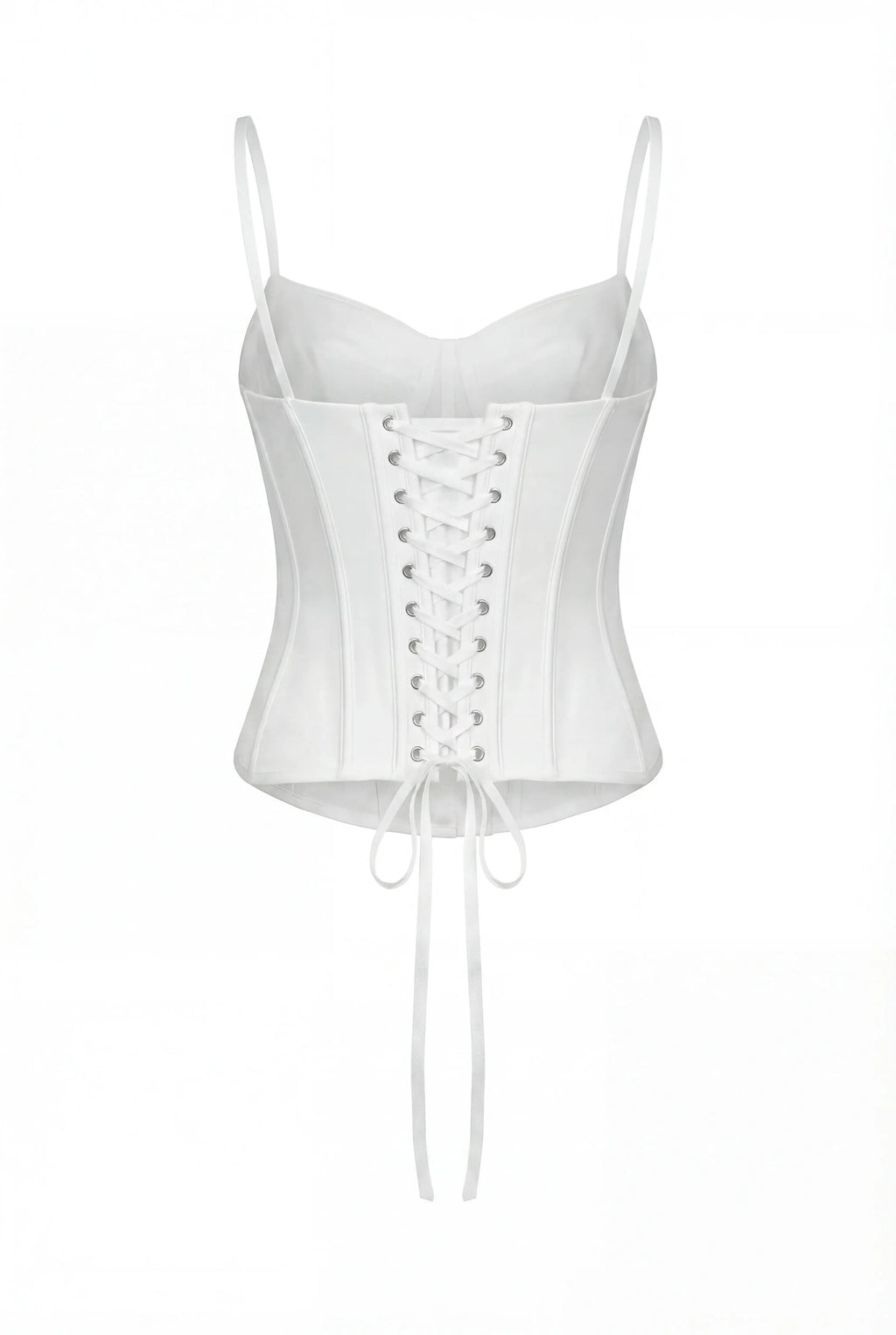 Silk-Lace Spaghetti-Strap White Sweetheart Corset