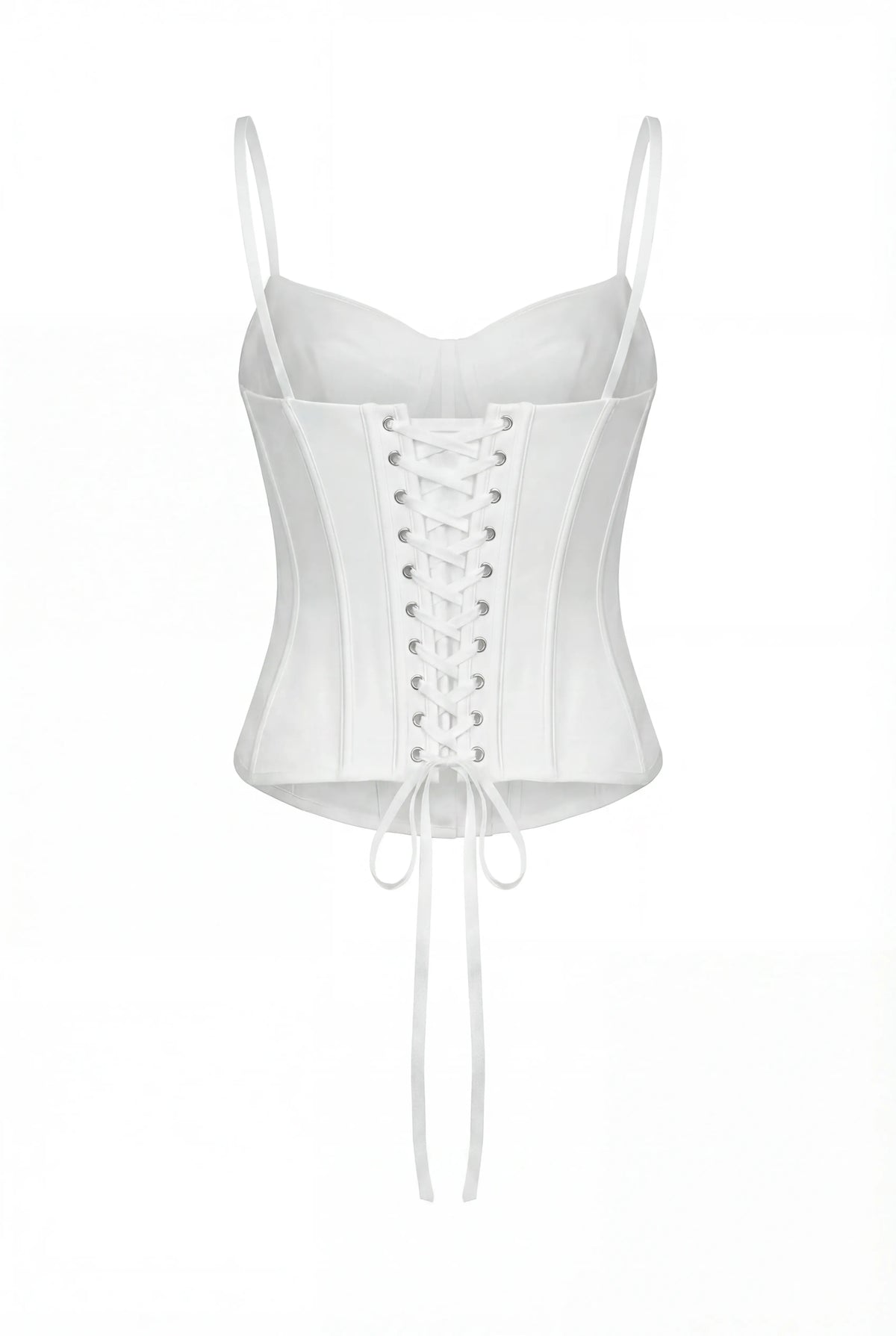 Silk-Lace Spaghetti-Strap White Sweetheart Corset