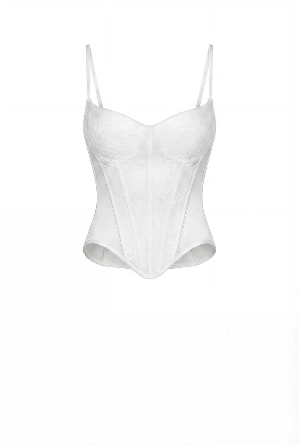 Silk-Lace Spaghetti-Strap White Sweetheart Corset