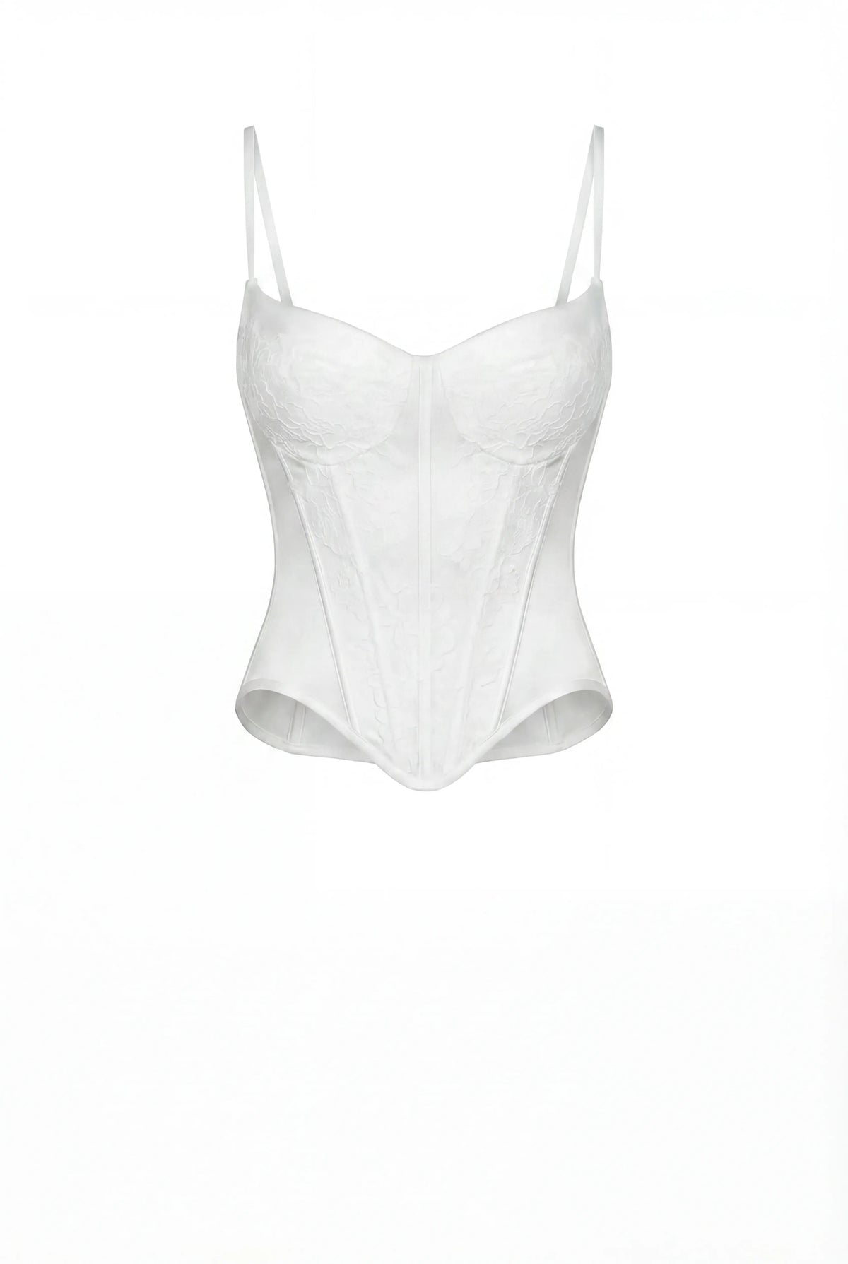 Silk-Lace Spaghetti-Strap White Sweetheart Corset