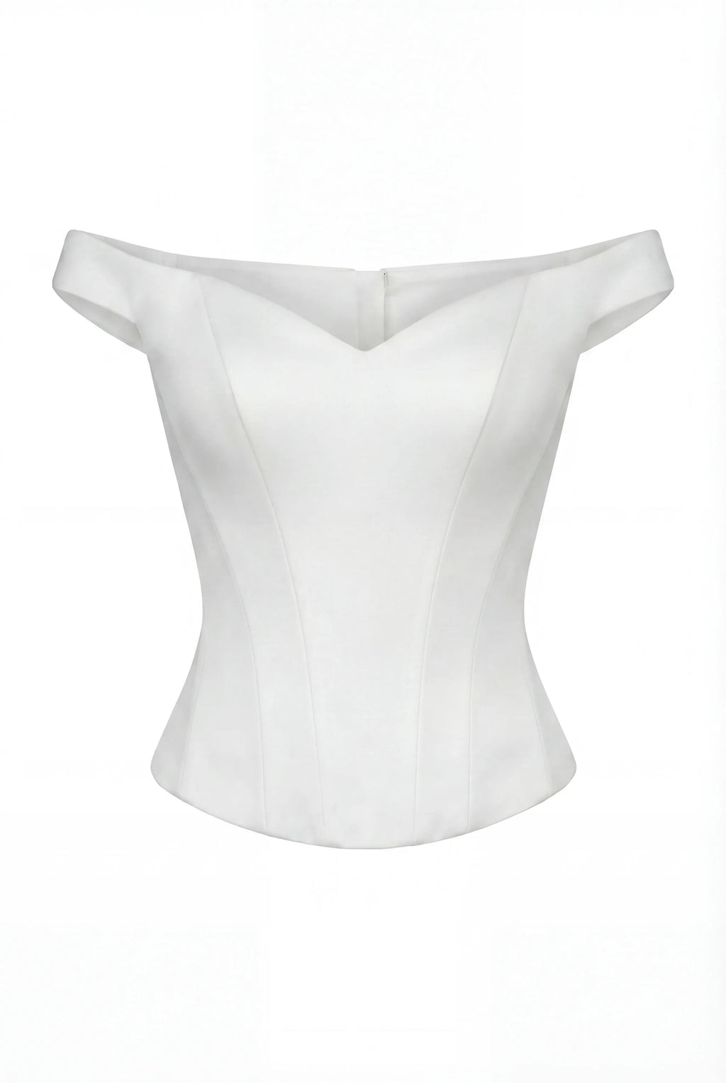 Wide-Strap Off-Shoulder Elastic White Corset