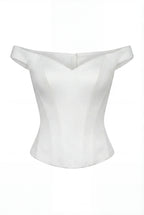 Wide-Strap Off-Shoulder Elastic White Corset