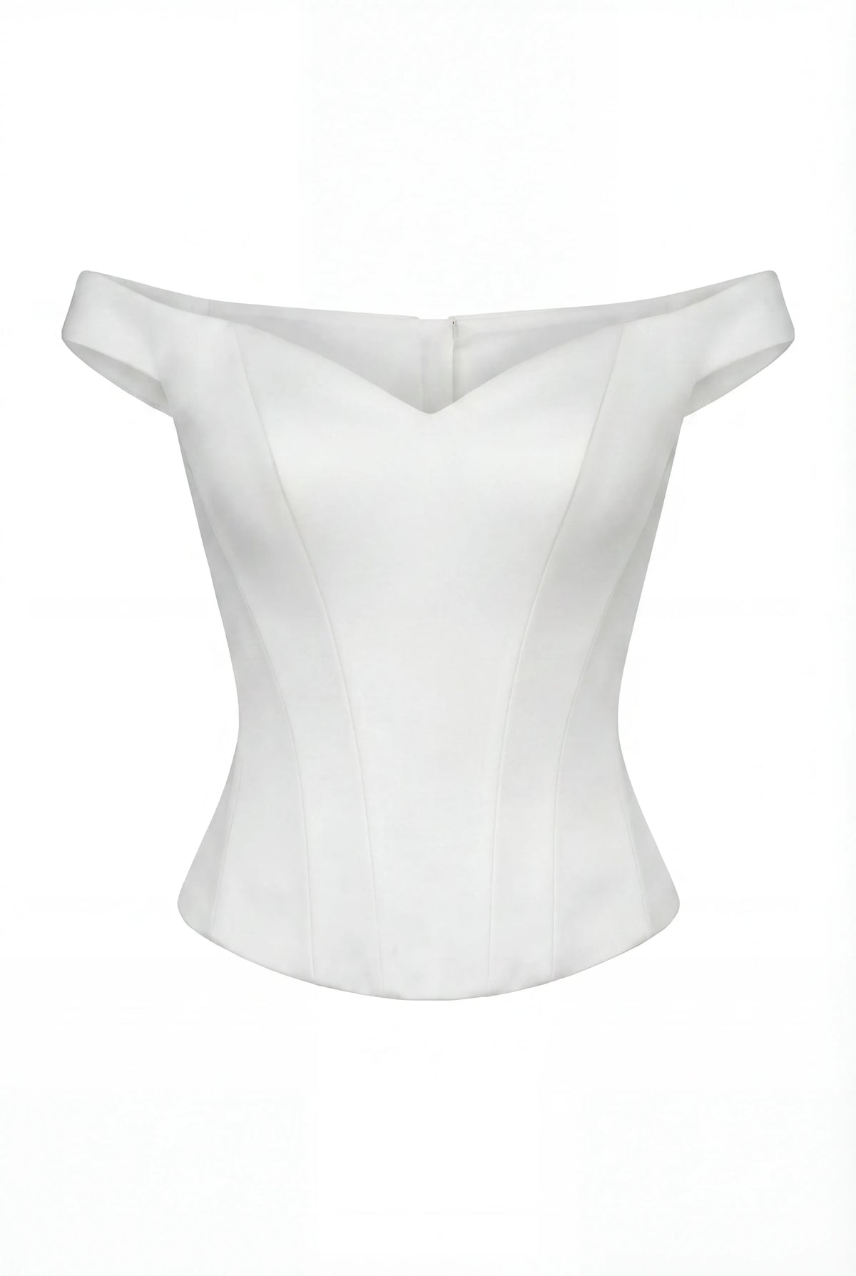 Wide-Strap Off-Shoulder Elastic White Corset