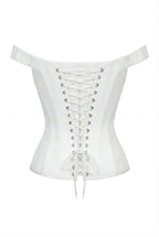 Wide-Strap Off-Shoulder Elastic White Corset