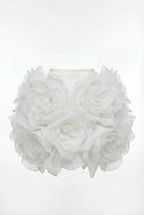 Voluminous Hand-Flower White Organza Skirt