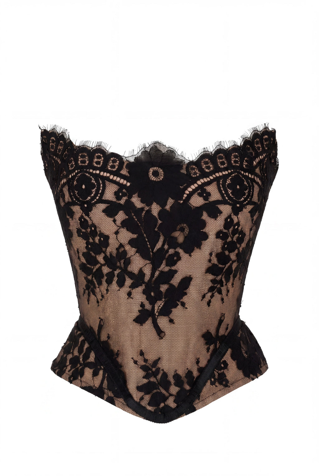 Nude Base Black Lace Handmade Sculpting Corset
