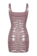 Shimmer Pink Stretch Fitted Mini Dress